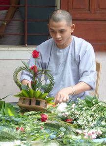 Flower arranging, essential part of the training regime of a Buddhis monk