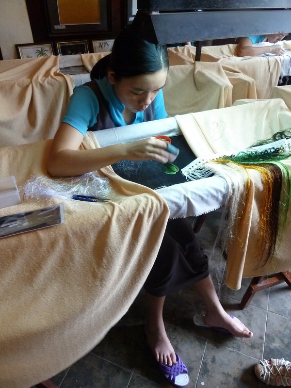 Embroidery worker