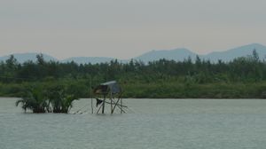 Fishing platform on the river near Hoi An