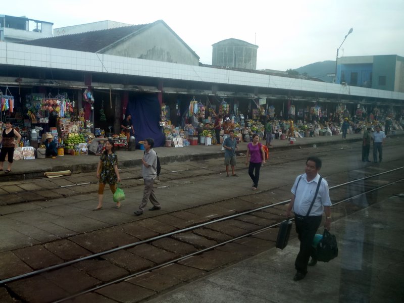 Stopping at a station on the way to Nha Trang