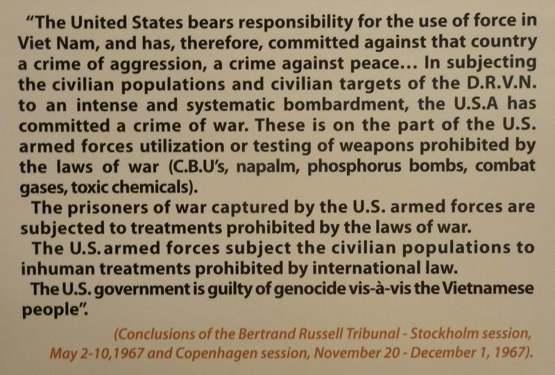 US war crimes: Bertrand Russell tribunal conclusions