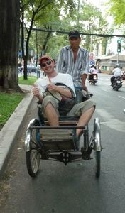 Iain enjoying his cyclo tour of HCMC