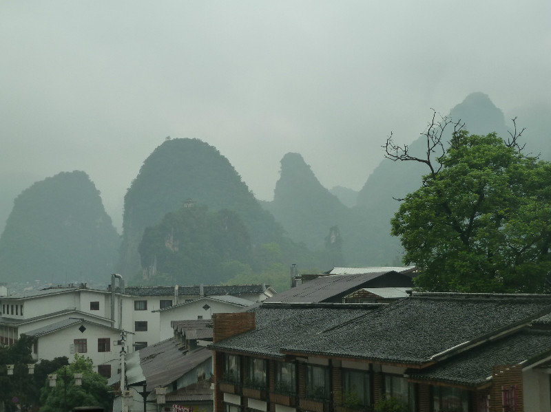 View of the misty mountains