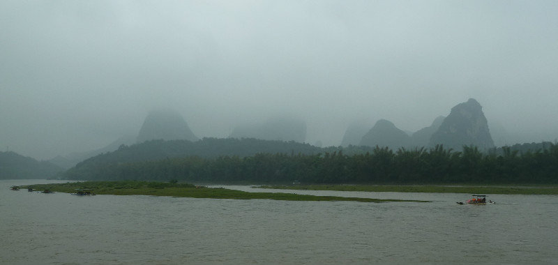 Misty mountains across the Li River, Yangshuo