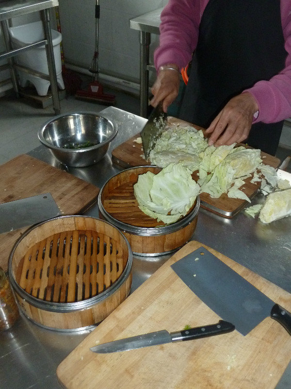 Preparing the steamed dumpling mixture