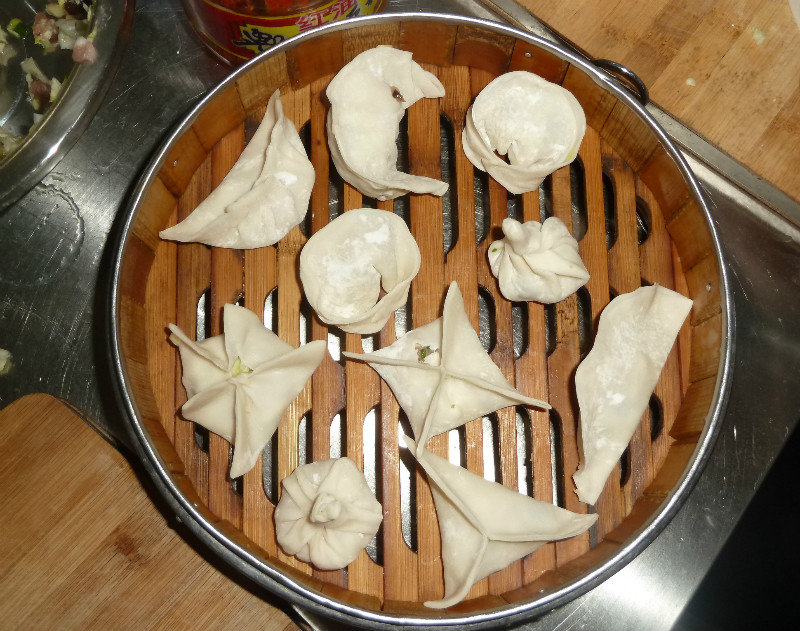 Steamed Chinese dumplings ready to be cooked