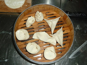 Steamed Chinese dumplings ready to be cooked