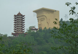 Pagoda and massive head on the hill!