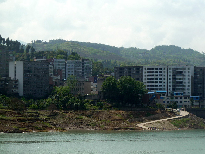 Views of the more built up side of the river where most people have been resettled