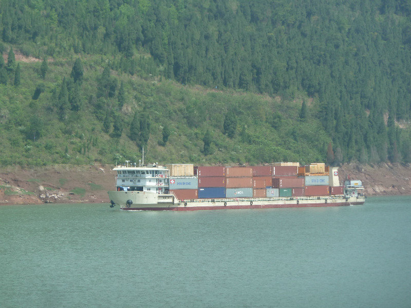 Cargo ship chugging up the Yangtze River