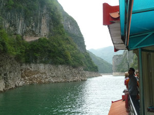 Enjoying the views from a smaller boat as the gorge narrows
