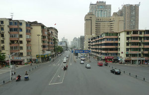 Chengdu as seen from the pedestrian walk way