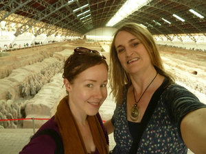 Renee and Lottie happy to be at the Terracotta Army
