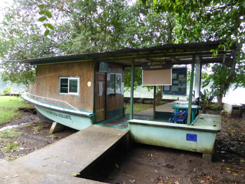 Entrance to Tortuguero National Park - a boat!