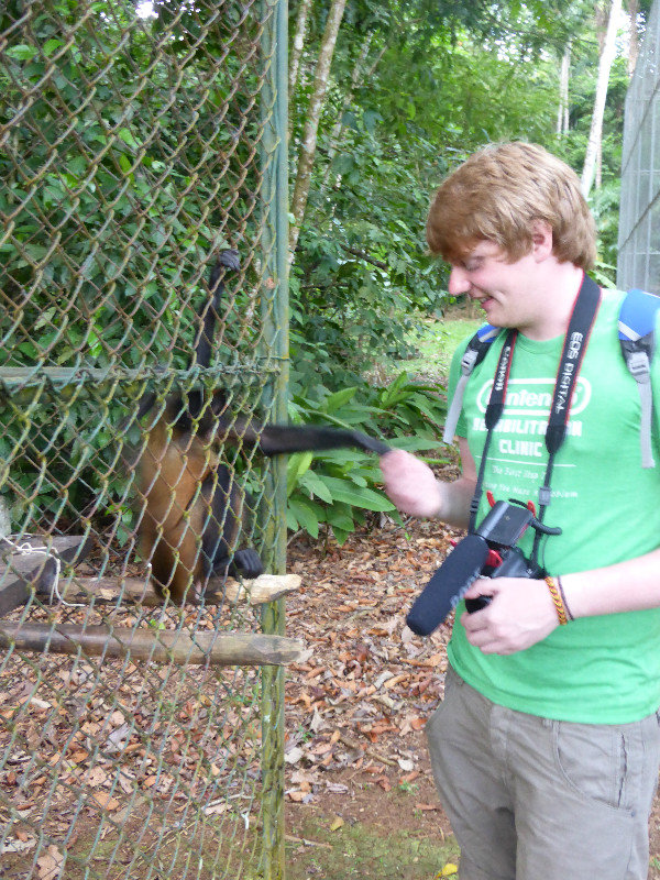 Miles getting to know the spider monkey