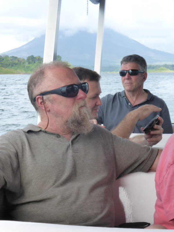 Doug, Dan and Stu enjoying the boat trip on lake Arenal