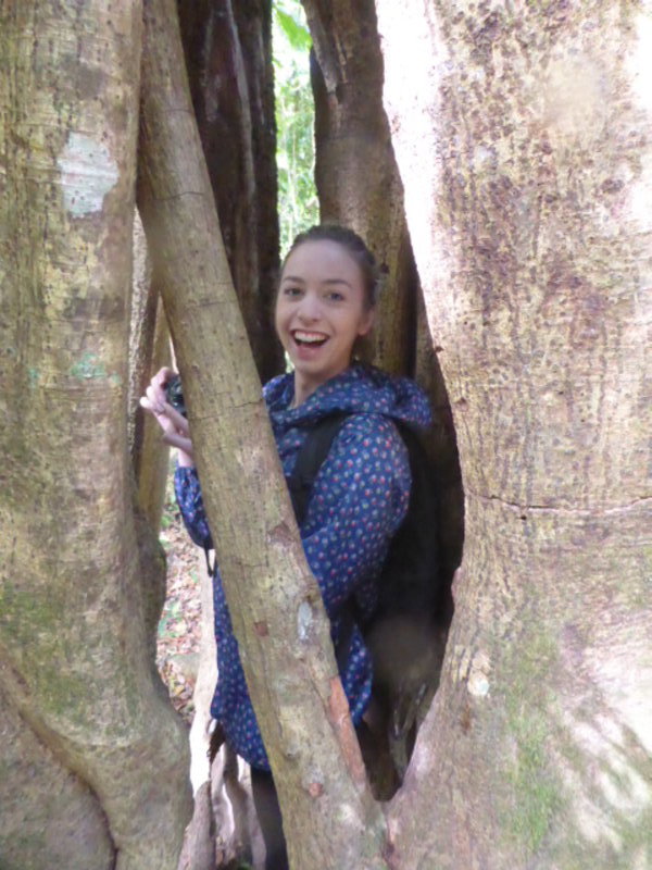 Catherine inside the strangler fig tree