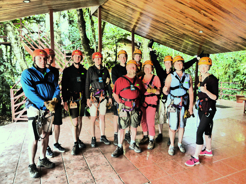 My group ready to go zip-lining over the Monteverde cloud forest