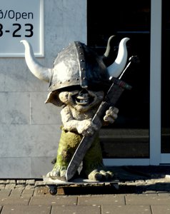 Viking elf guarding the precious things in the local shop!