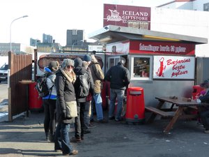 Famous hot dog stand near the harbour area