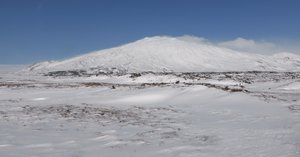 Snowy mountain backdrop 