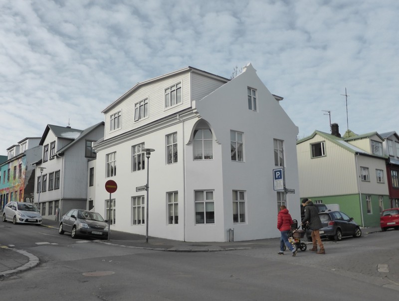 Pristine white Reykjavik buildings