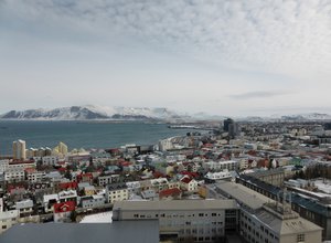 View of Reykjavik from the top of Hallsgrimkirkja tower