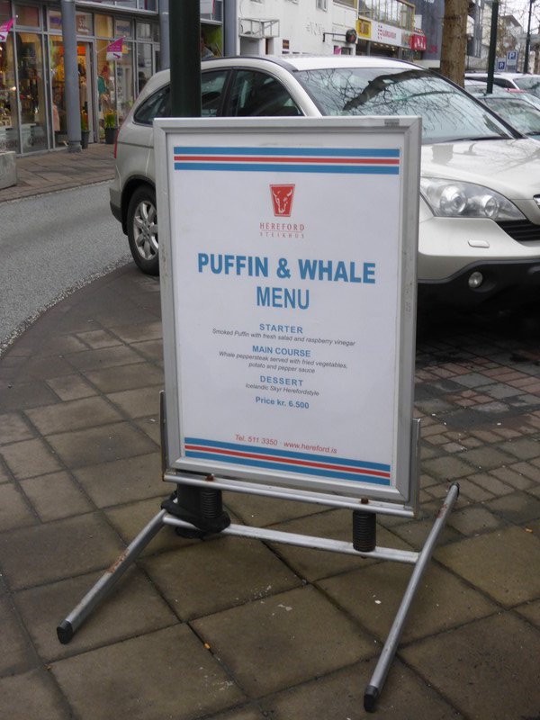Pandering to crappy tourists wanting to eat whale and puffin