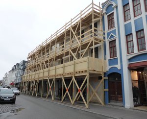 Wooden scaffolding