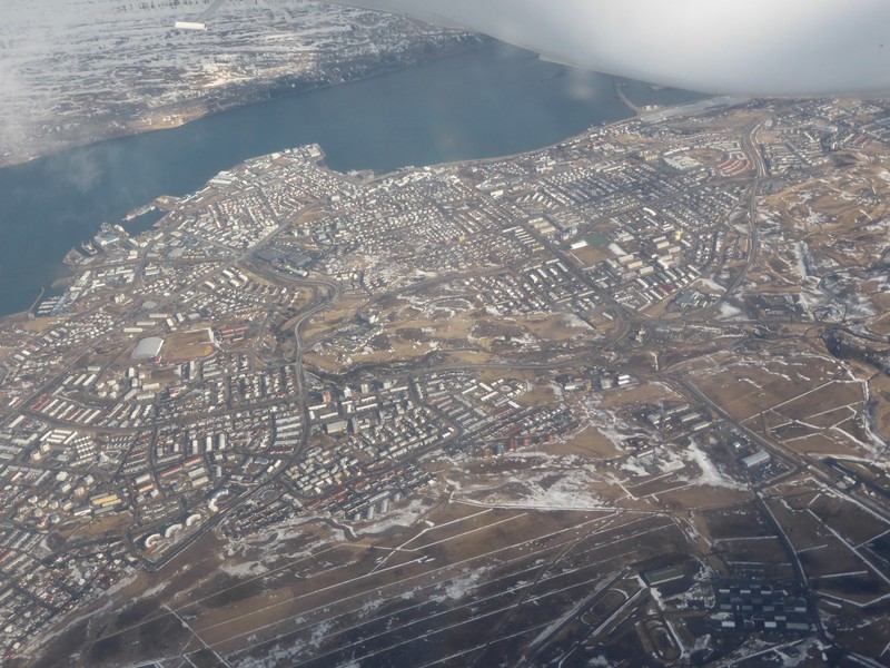 View of Akureyri from the plane