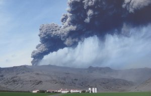 Ash clouds after Eyjafjallajökull volcano erupted in 2010
