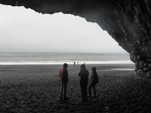 Inside the basalt rock cave