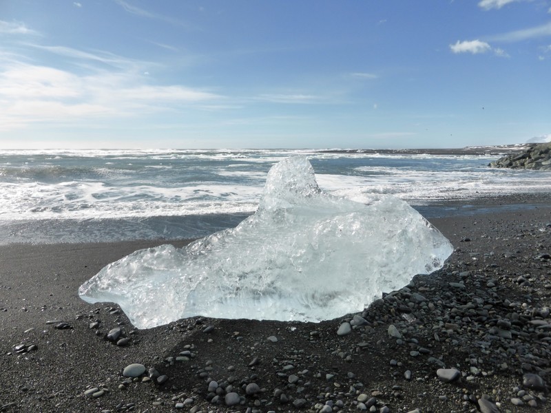 Lumps of glacier washed up on the beach