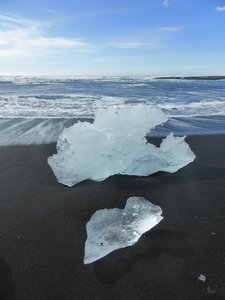 Lumps of glacier washed up on the beach