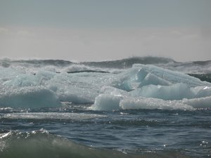 Glacier ice floating out at sea