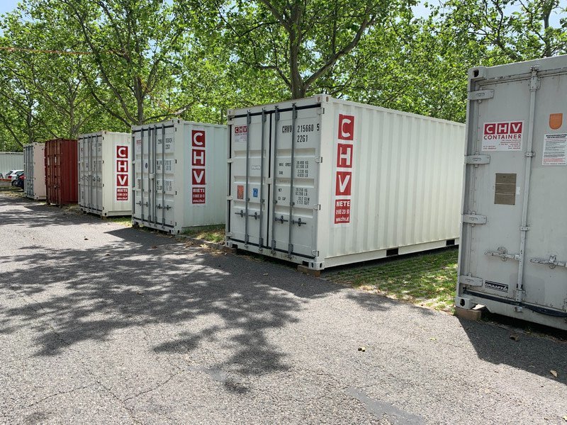 Holiday containers by the river in Vienna. 