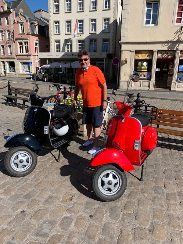 Tom with 'our' Vespa's