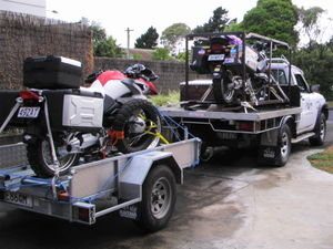 Truck and Trailer of bikes