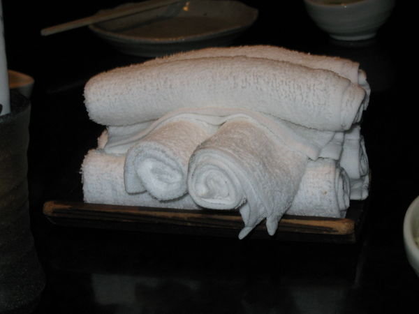 Towels at Japanese Restraunt