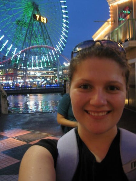 Me with the ferris wheel and its lights on