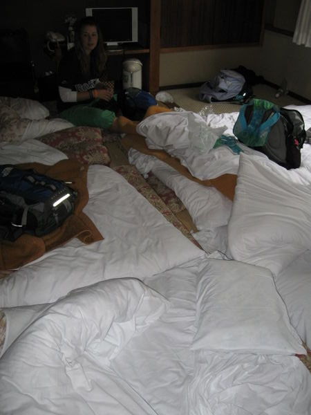 our room - a little messy after we woke up