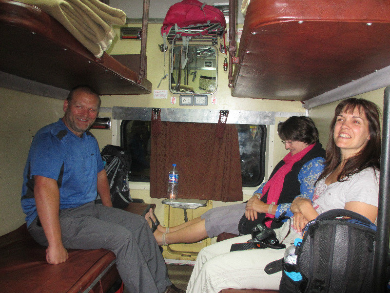 Sheila. Janet and Nick in their bunks on the overnight train