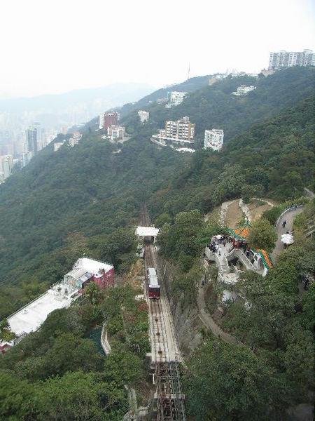 The tram to the top of the Peak