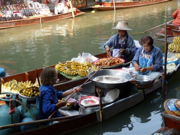 Fried banana fritters at the Floating Market