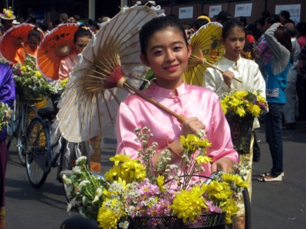 Girl with flower basket