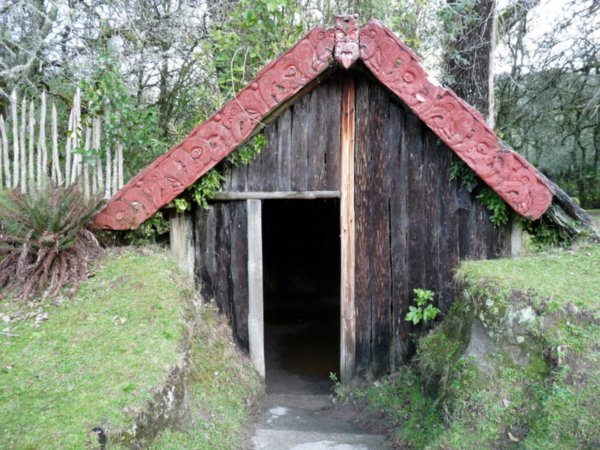 Remains of a Maori whare at the Buried Village