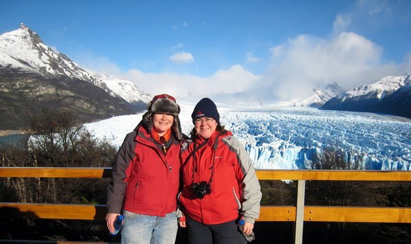 Lorna and Dee at Perito Moreno glacier