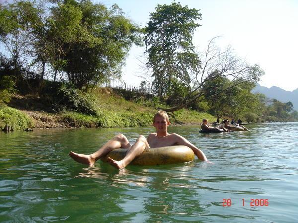 Ahhh... Tubing down the river in Vang Viang!