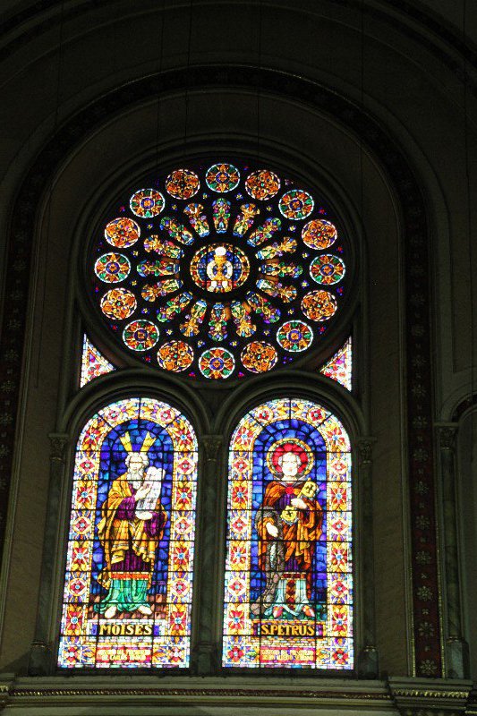 Stained glass inside the New Cathedral