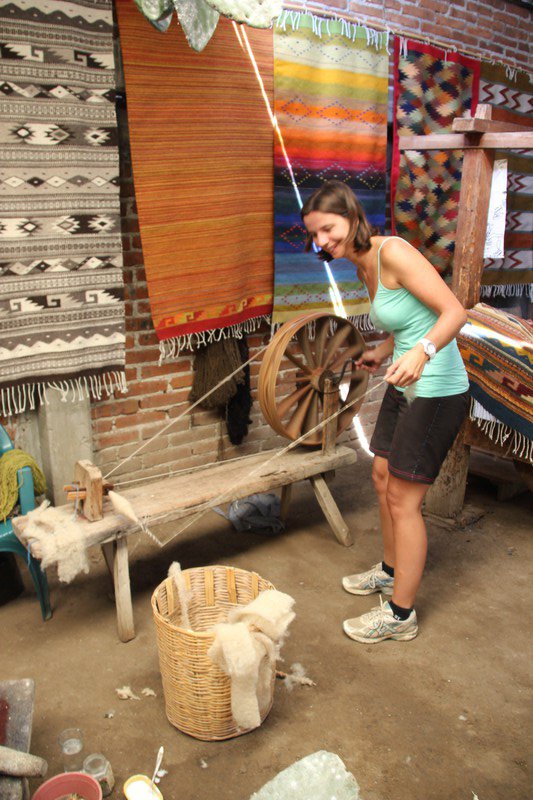 Trying to spin wool